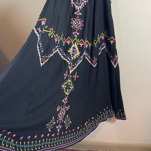 By Anthropologie Embroidered Halter Maxi Dress in Black Size XS - Picture 7 of 10